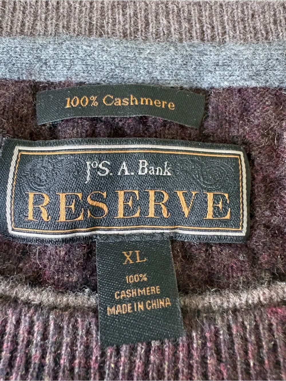 Jos. A. Bank XL Men’s Dark Brown 100% Cashmere Crewneck Sweater Quiet Luxury